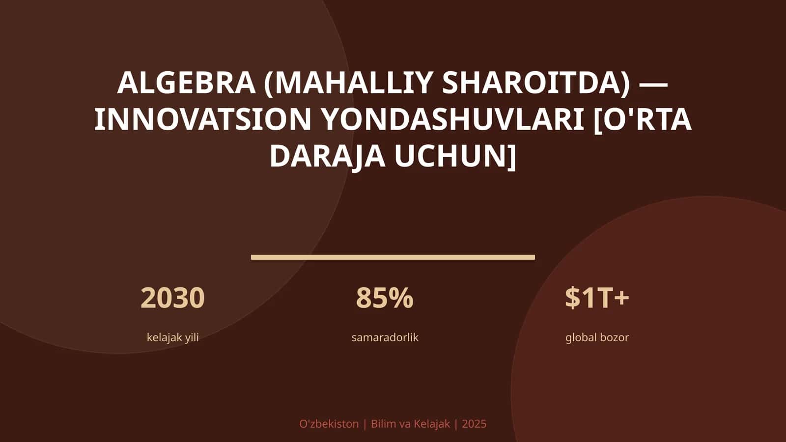 Algebra (mahalliy sharoitda) — innovatsion yondashuvlari [o'rta daraja uchun]