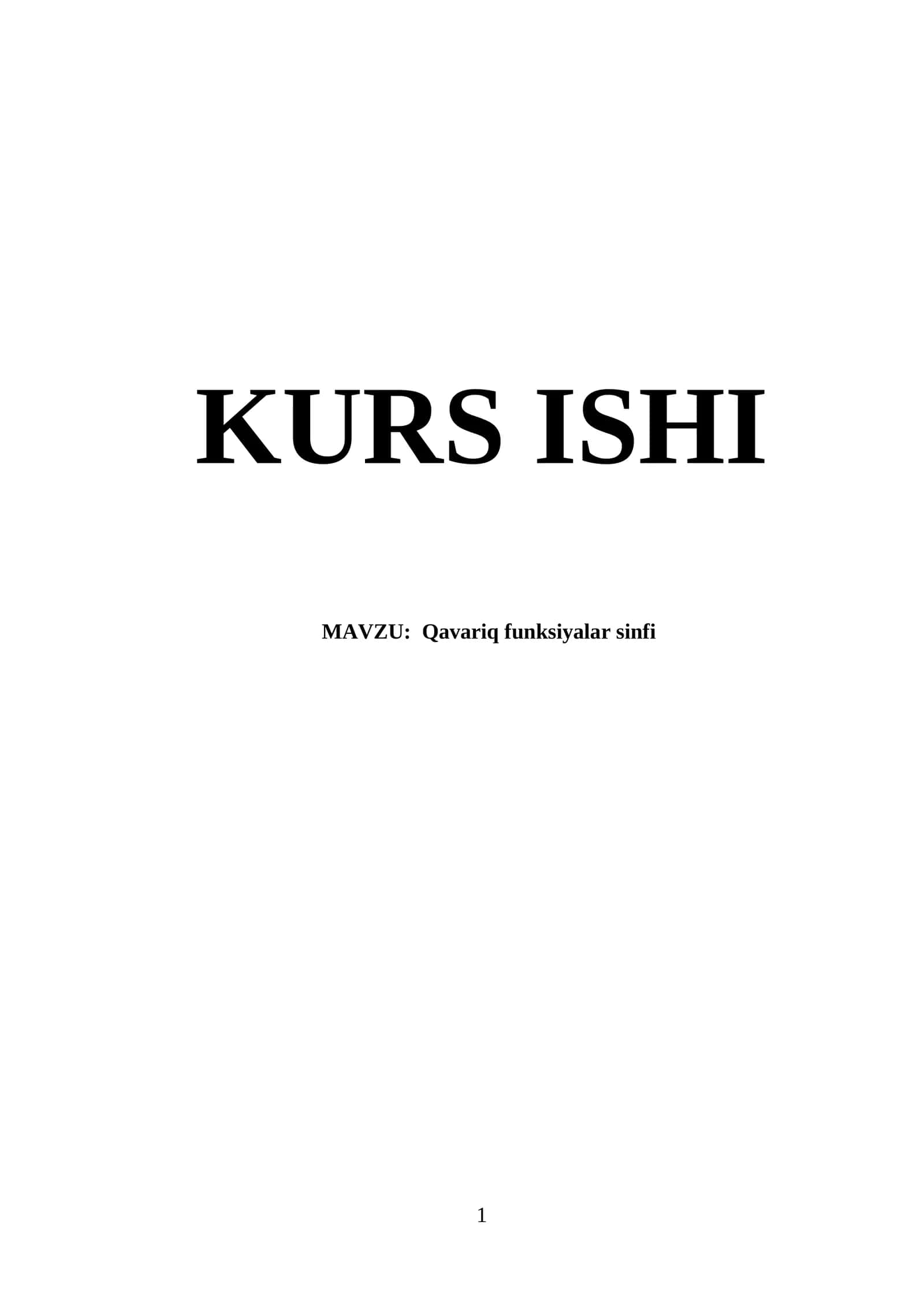 Qavariq funksiyalar sinfi