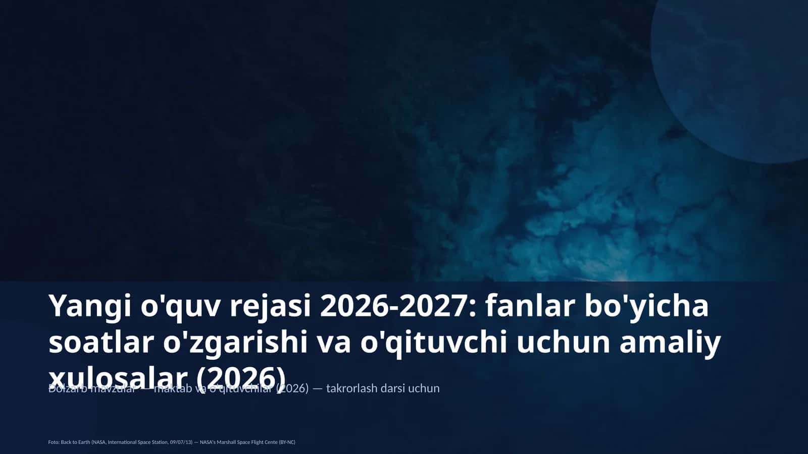 Yangi o'quv rejasi 2026-2027