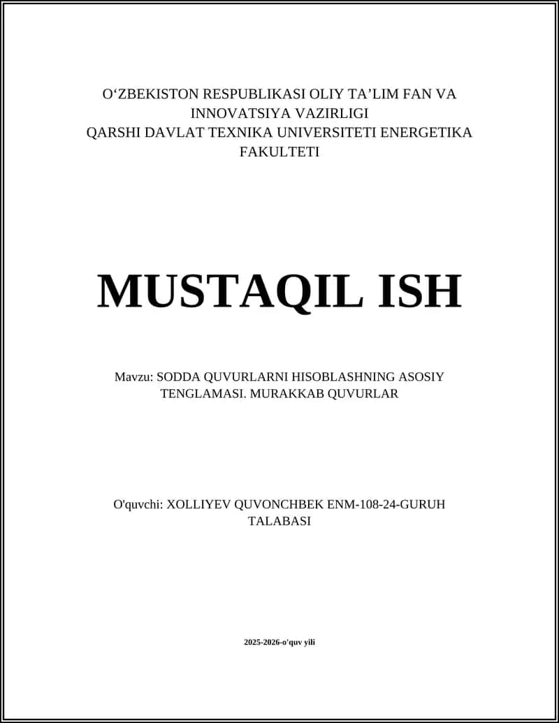 Sodda quvurlarni hisoblashning asosiy tenglamasi. Murakkab quvurlar
