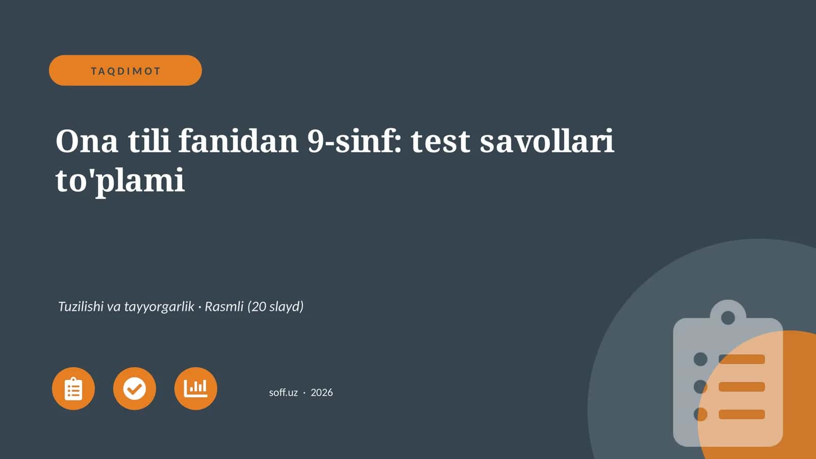 Ona tili fanidan 9-sinf: test savollari to'plami