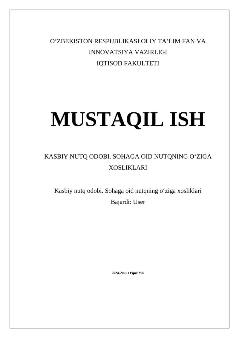 Kasbiy Nutq Odobi