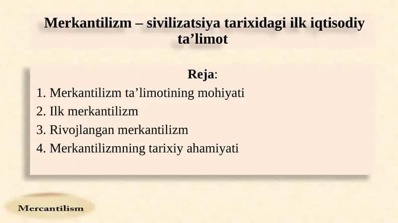 Merkantilizmningmohiyati