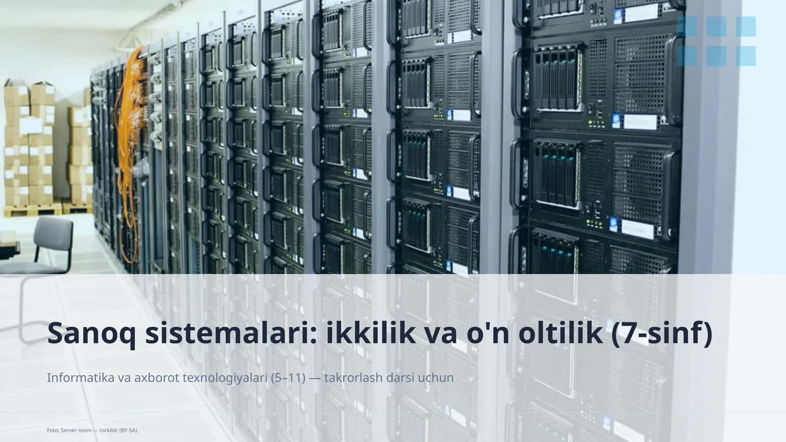 Sanoq sistemalari: ikkilik va o'n oltilik (7-sinf)