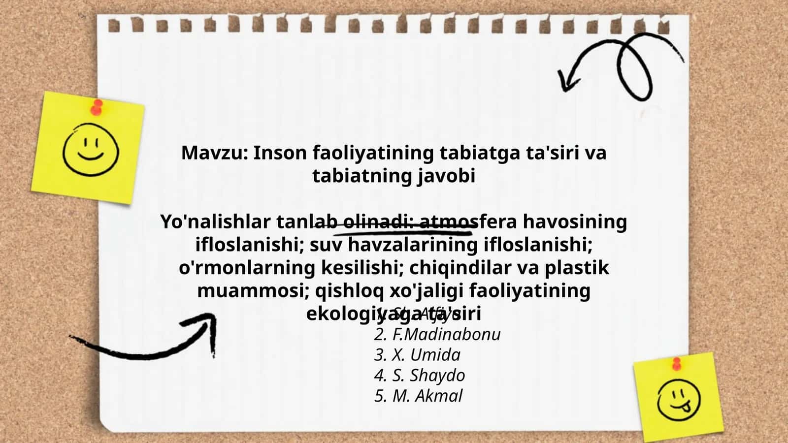 Inson faoliyatining tabiatga ta'siri va tabiatning javobi