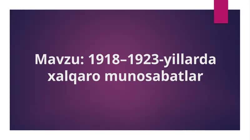 1918–1923-yillarda xalqaro munosabatlar