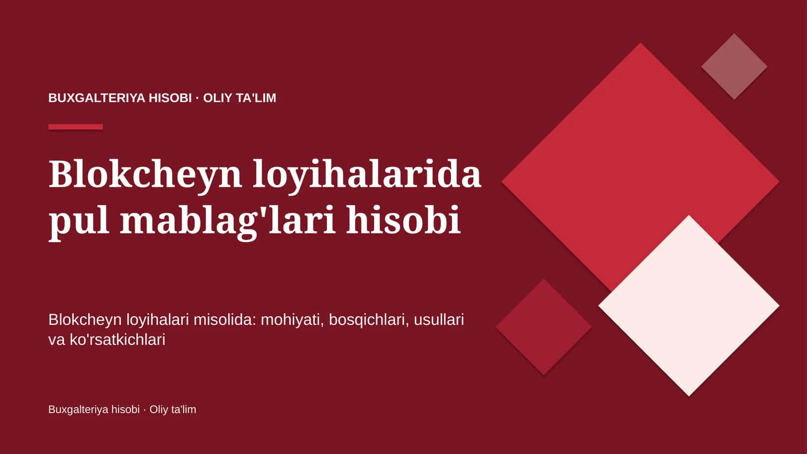 blokcheyn loyihalarida pul mablag'lari hisobi 5538