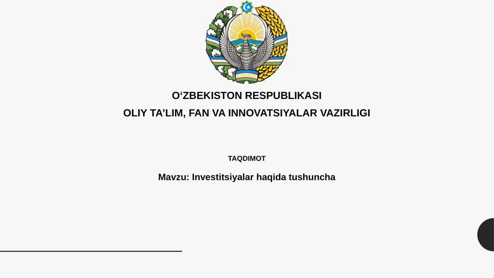 Investitsiyalar haqida tushuncha
