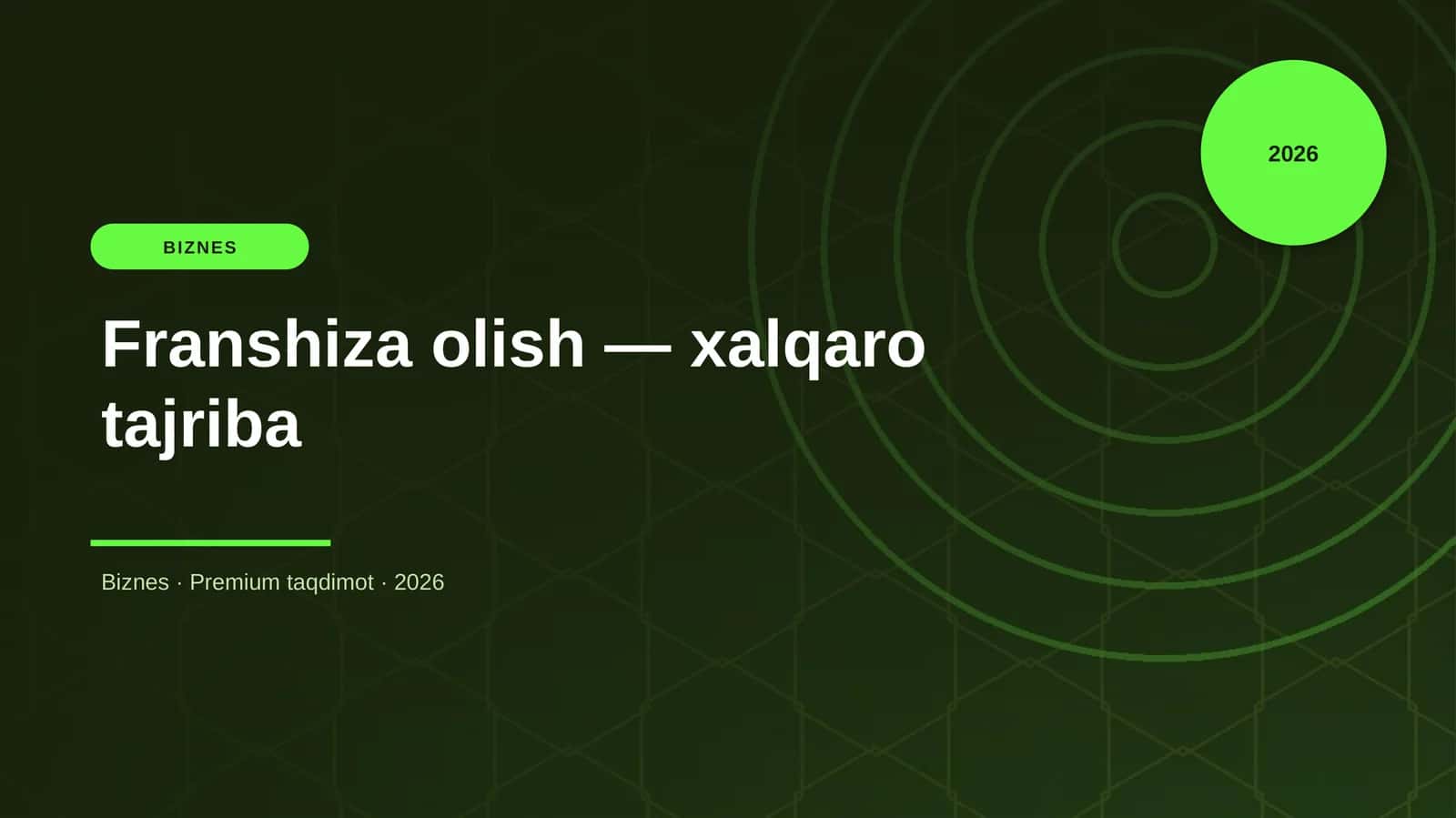 Franshiza olish — xalqaro tajriba