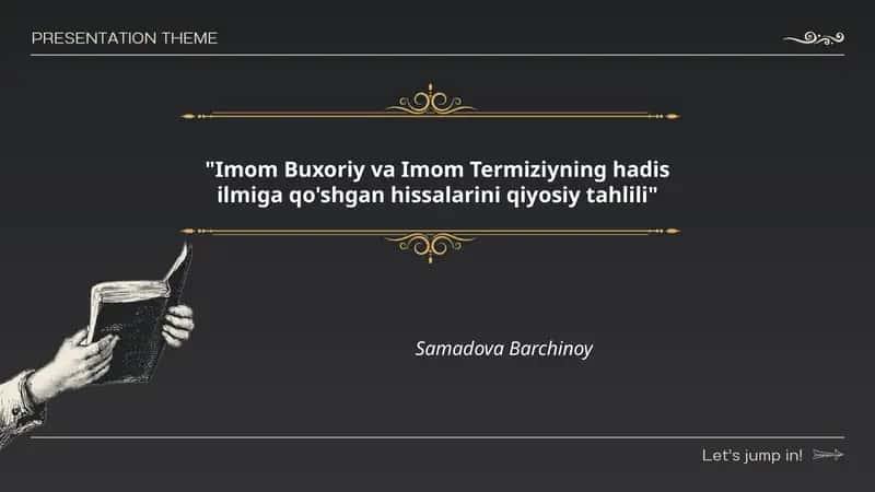 Imom Buxoriy va Imom Termiziyning hadis ilmiga qo'shgan hissalarini qiyosiy tahlili