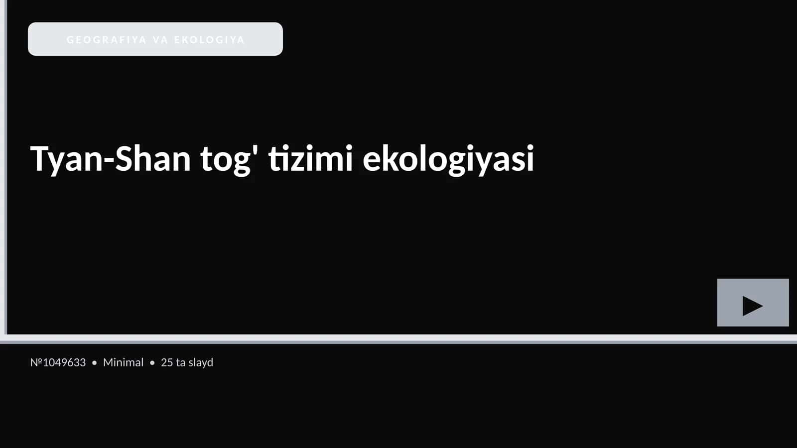 Tyan-Shan tog' tizimi ekologiyasi