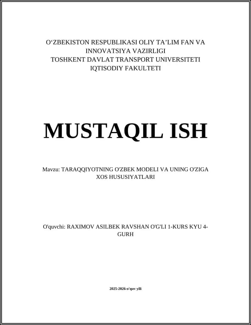 Taraqqiyotning O'zbek Modeli