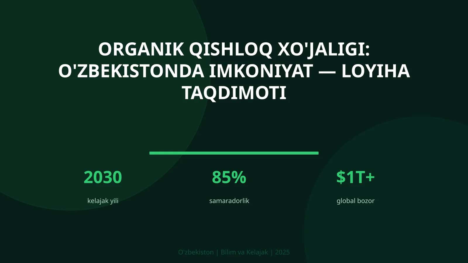 Organik qishloq xo'jaligi: O'zbekistonda imkoniyat — loyiha taqdimoti