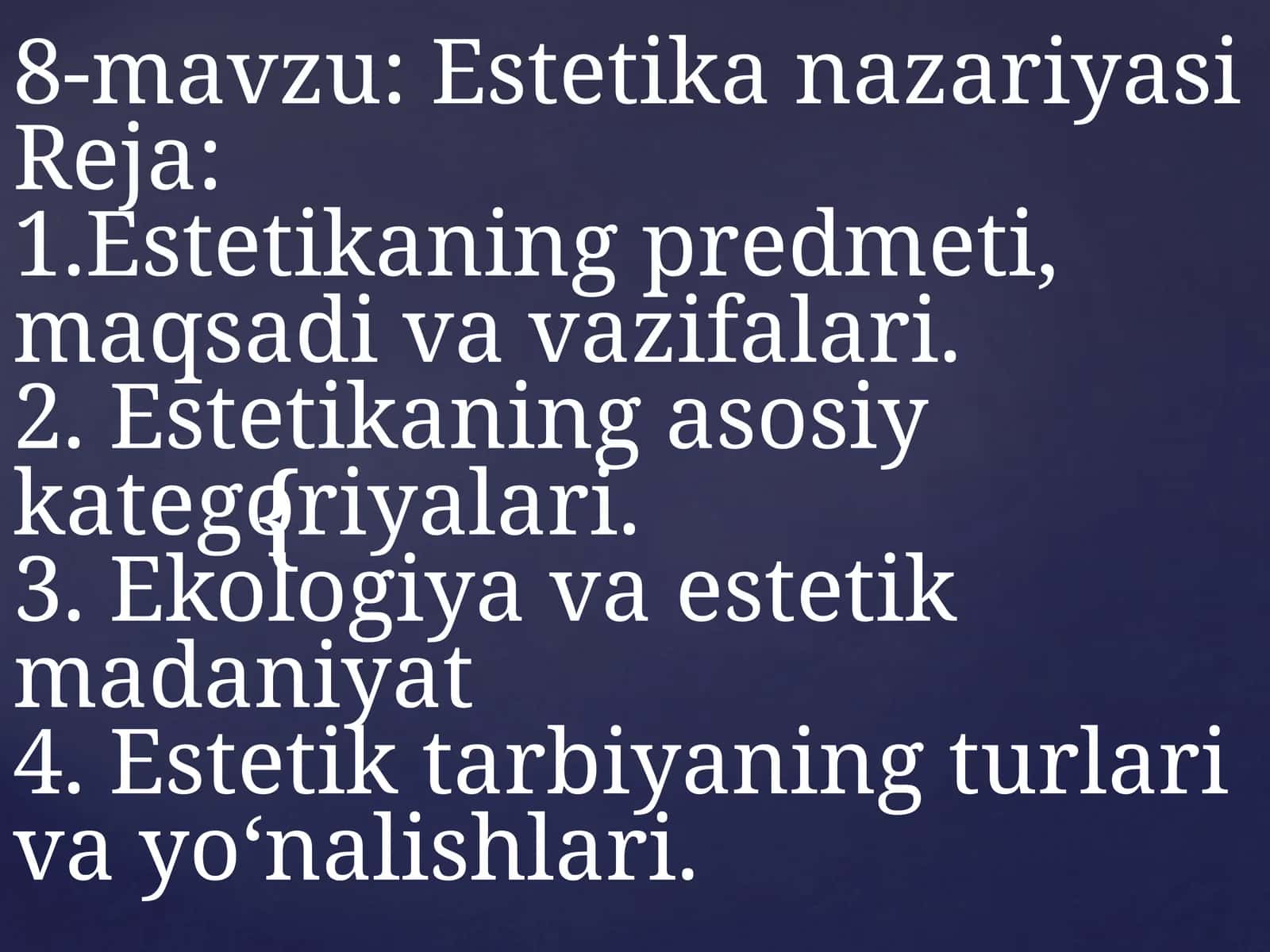 Estetika nazariyasi