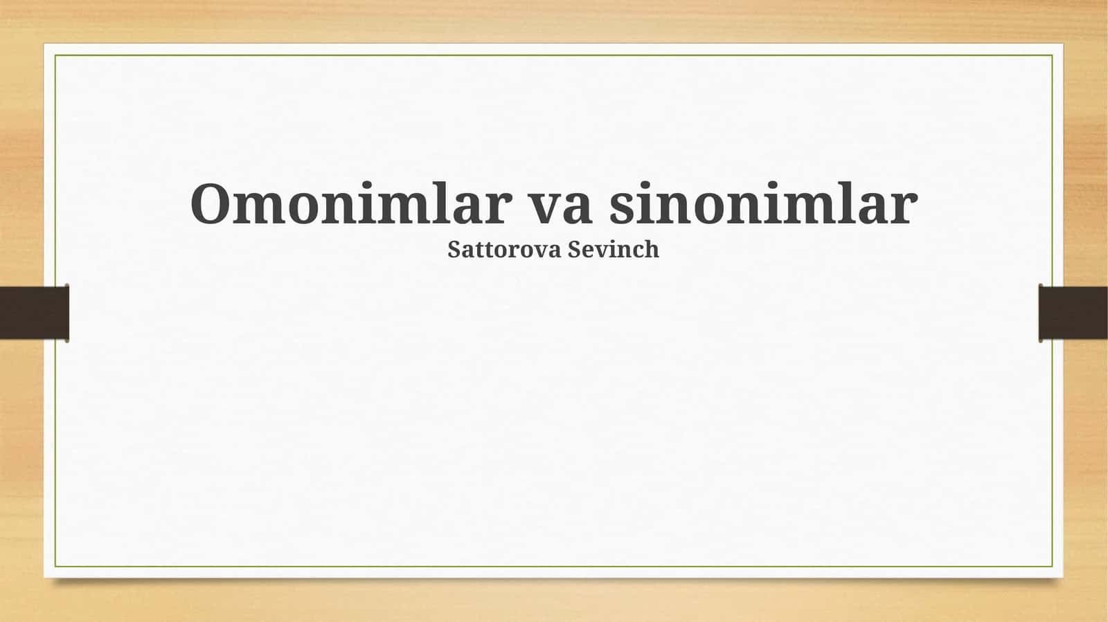 Omonimlar va sinonimlar