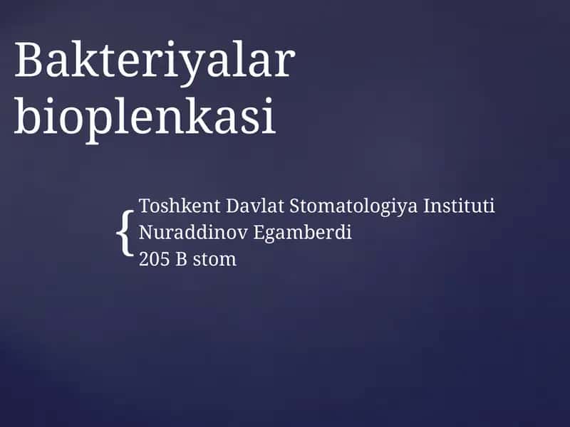 Bakteriyalar bioplenkasi