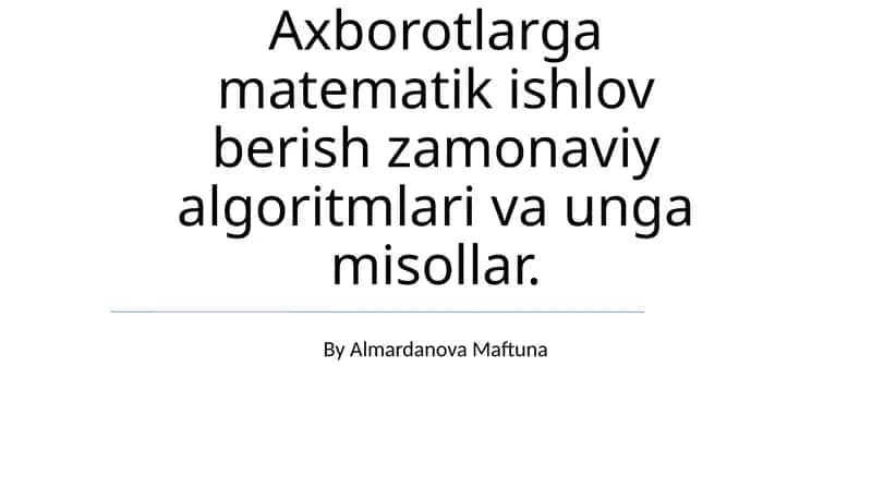 Matematikning zamonaviy algoritmlari