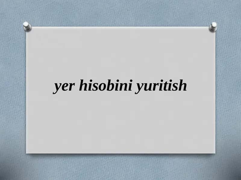 Yer Hisobini Yuritish