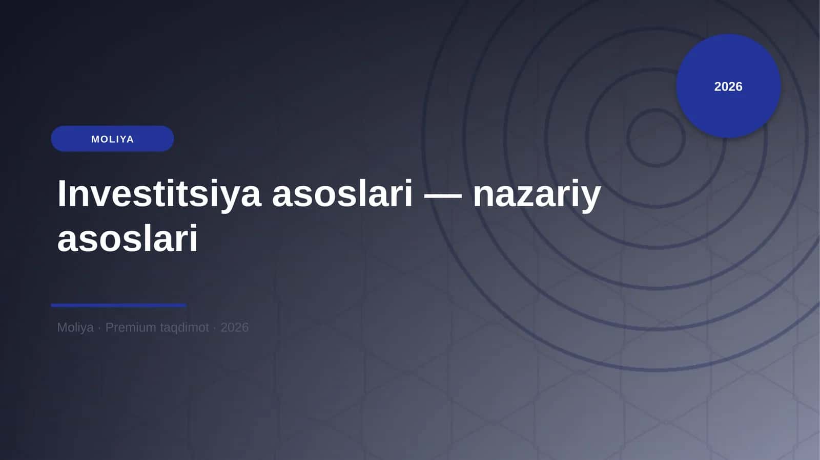Investitsiya asoslari — nazariy asoslari