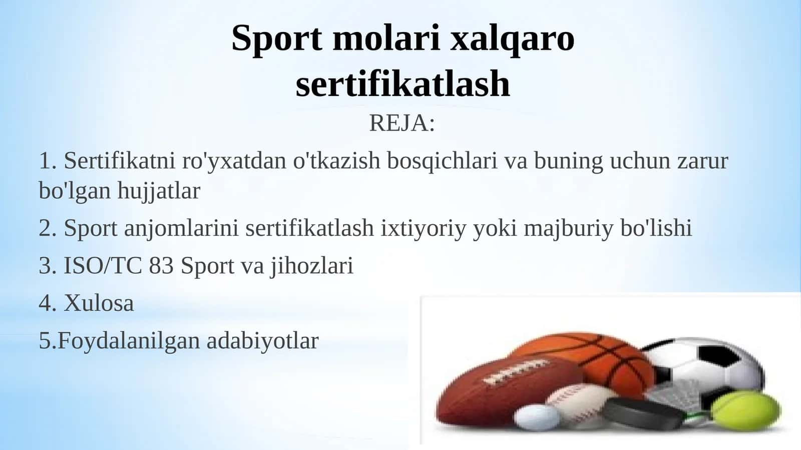 Sport molari xalqaro sertifikatlash