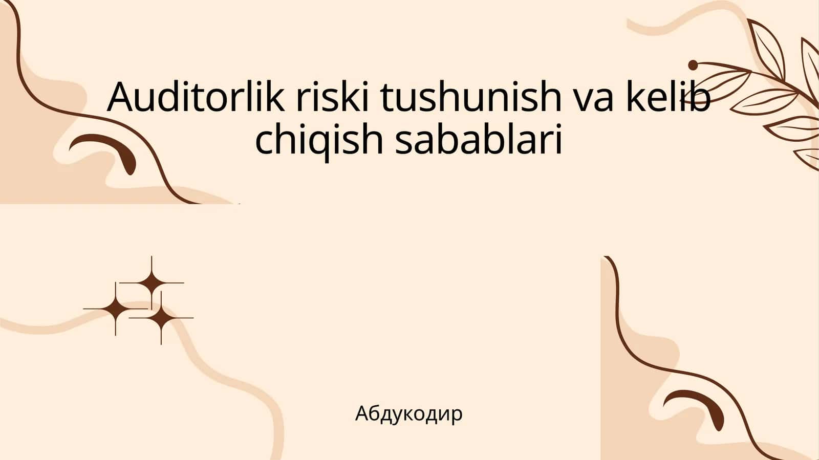 Auditorlik riski tushunish va kelib chiqish sabablari