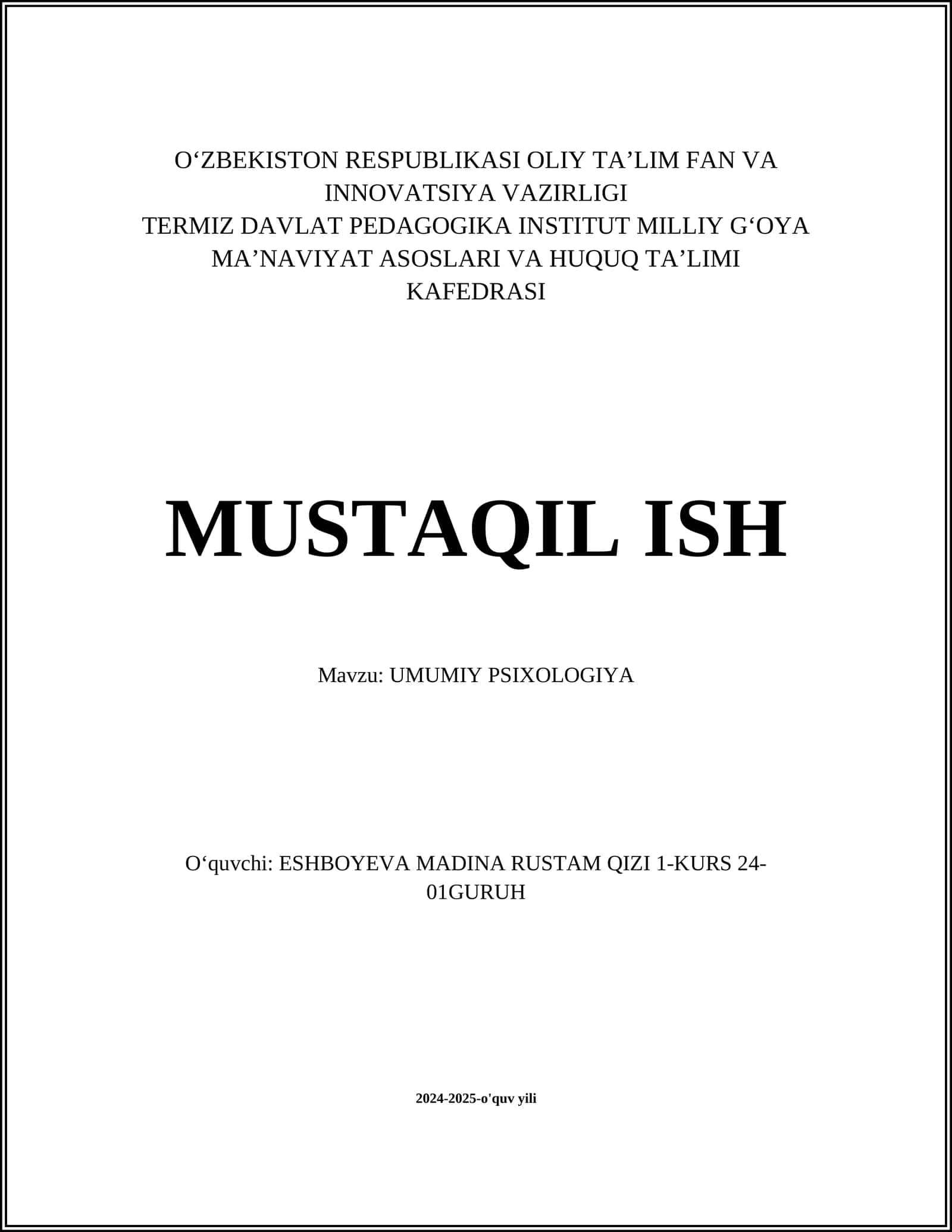 UMUMIY PSIXOLOGIYA
