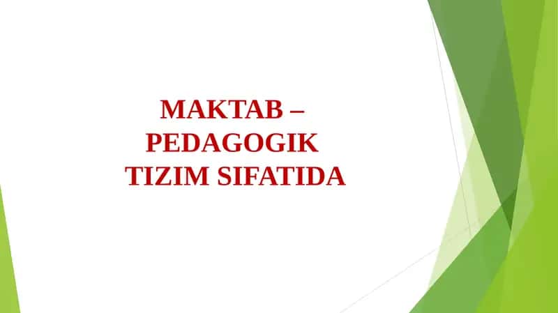 Pedagogik Tizim va Boshqarish