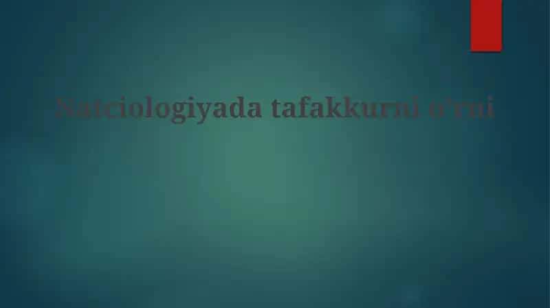 Natciologiyadatafakkurnio'rni