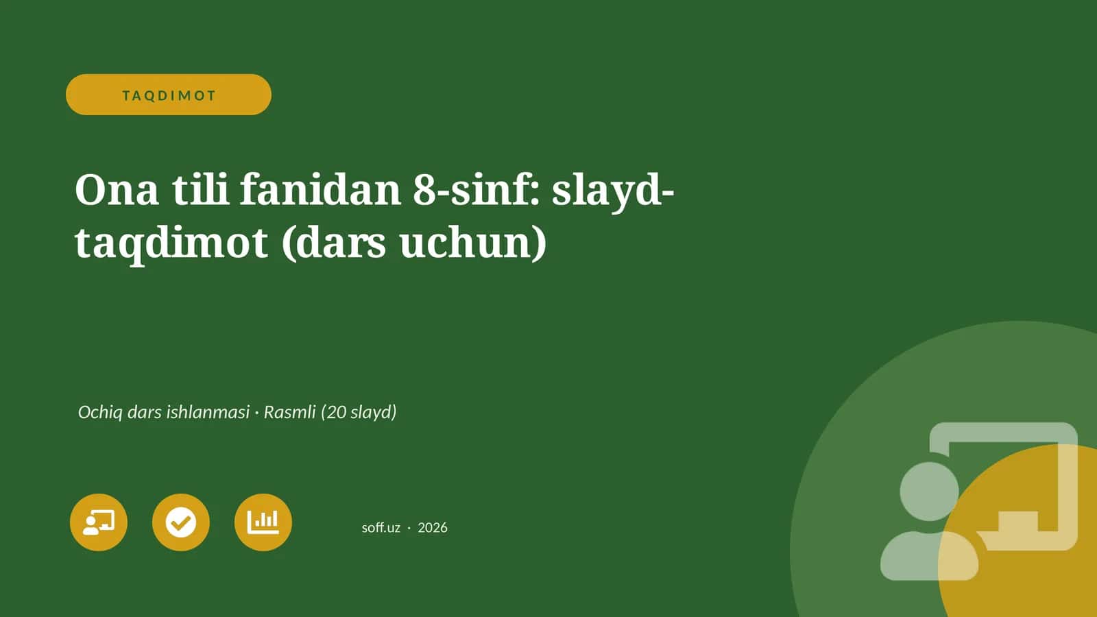 Ona tili fanidan 8-sinf: slayd-taqdimot (dars uchun)