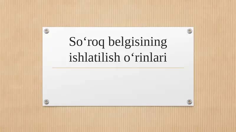 So‘roq belgisining ishlatilish o‘rinlari