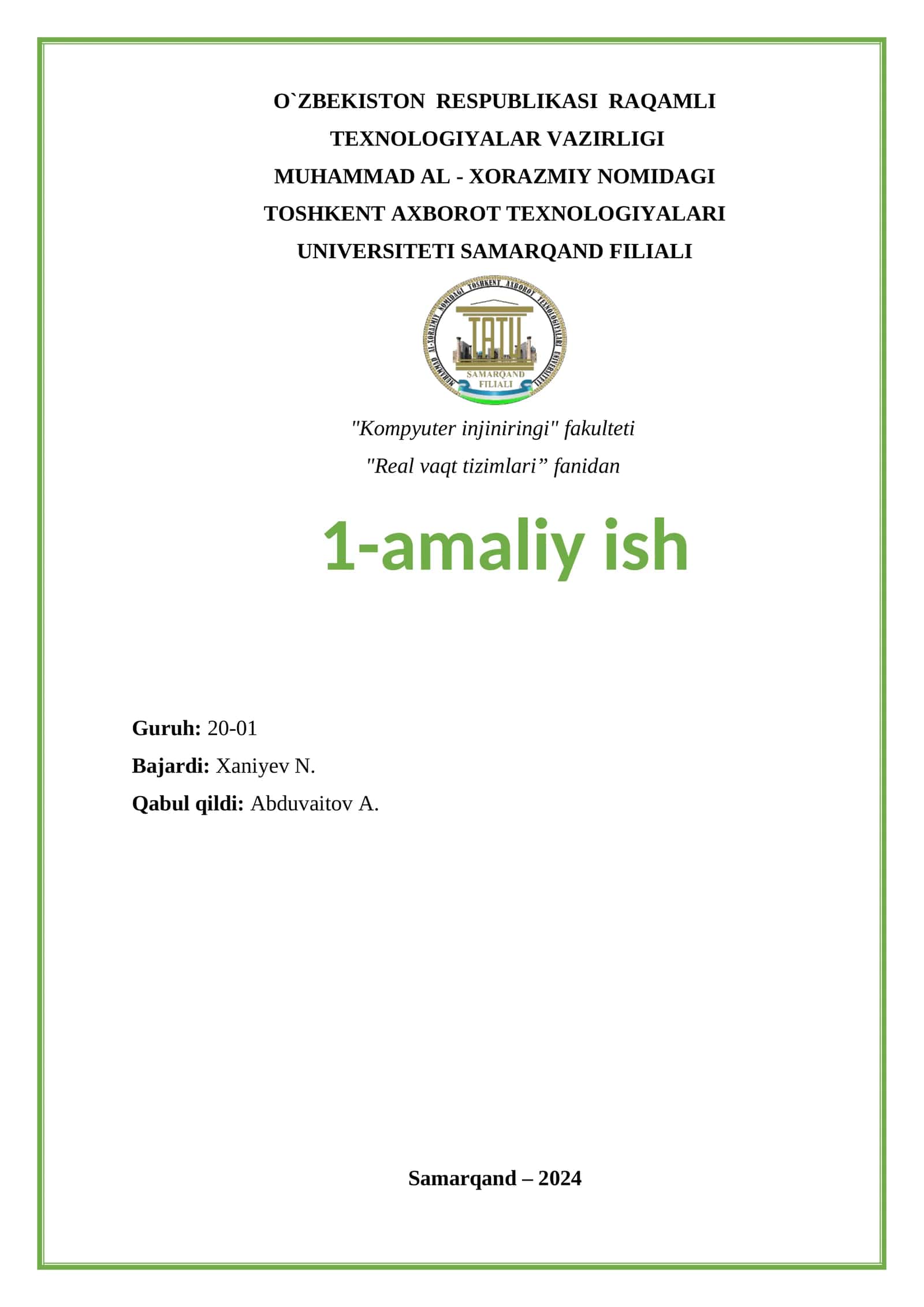 IDLE vazifasi va FreeRTOS da timerga bog’liq masalalar. IDLE va timer vazifalar xizmati