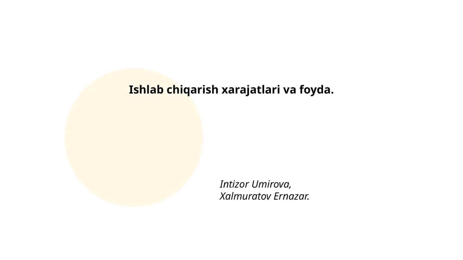 Ishlab chiqarish xarajatlari va foyda