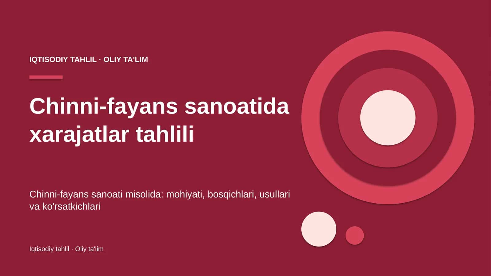 Chinni-fayans sanoatida xarajatlar tahlili