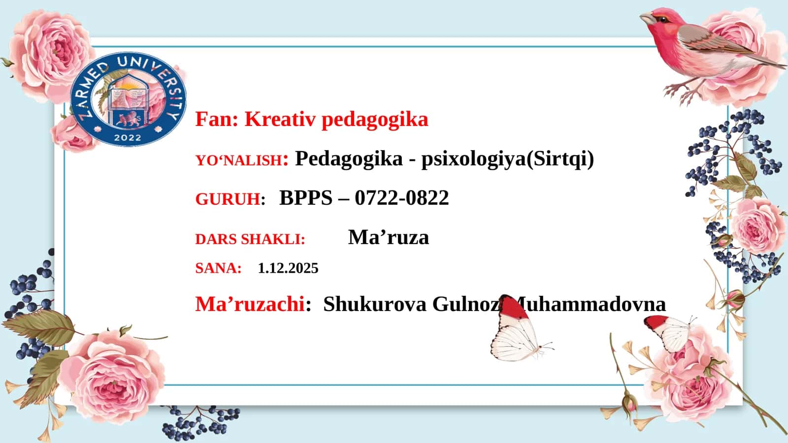Pedagogik kreativ taʼsir koʻrsatish - kommunikativ qobiliyatning asosiy usuli sifatida. Oʻqituvchining kommunikativ qobiliyatida kreativ, tanqidiy taʼsir oʻtkazish. Effekt fondlari va tizim resurslarini qoʻllash kreativ muammolarni hal qilishni oʻrganish uchun. Axborot fondi. Kreativ resurs yondashuvi, ular bilan ishlash
