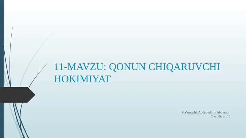 QONUN CHIQARUVCHI HOKIMIYAT