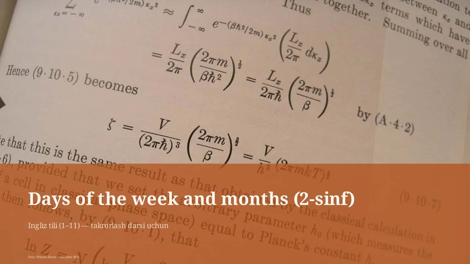 Days of the week and months (2-sinf)