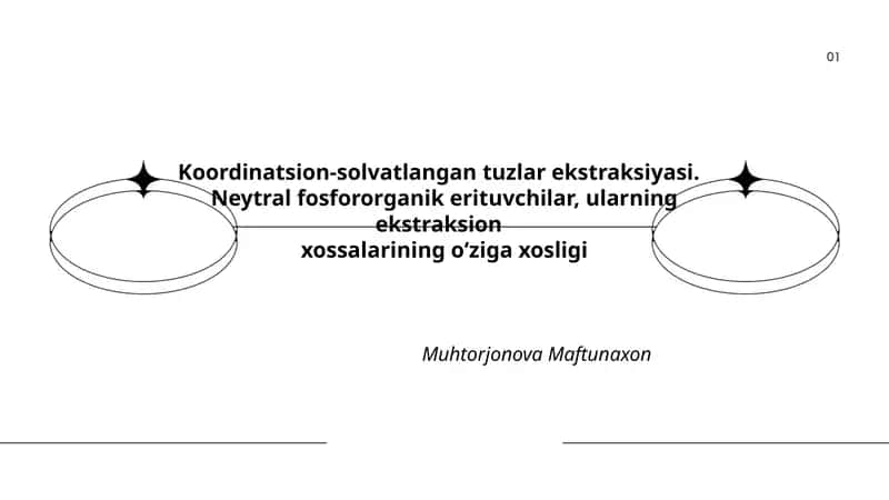Koordinatsion-solvatlangan tuzlar ekstraksiyasi