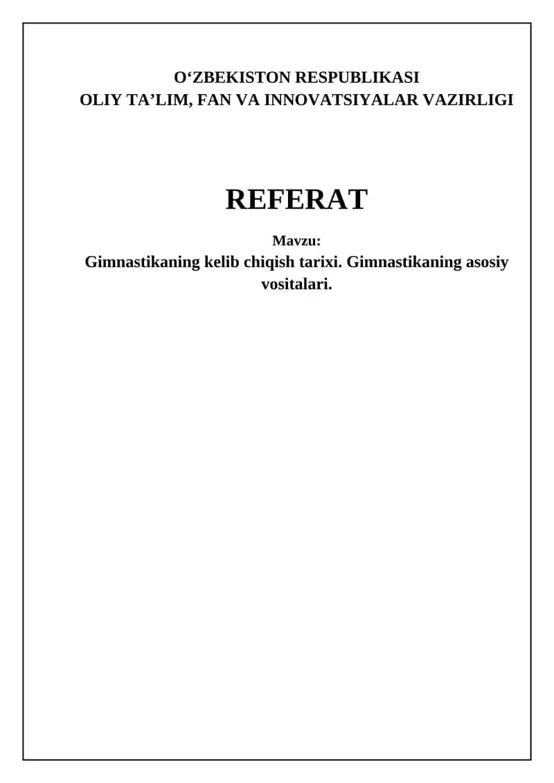 Gimnastika tarixi va rivojlanishi