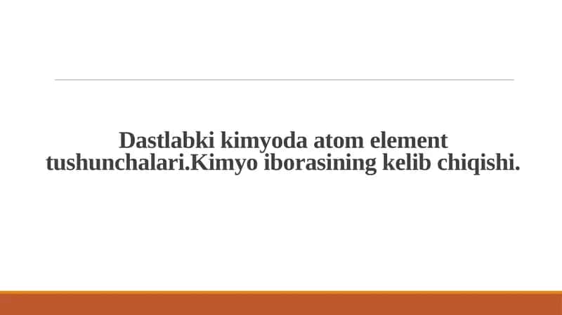 Dastlabki kimyo