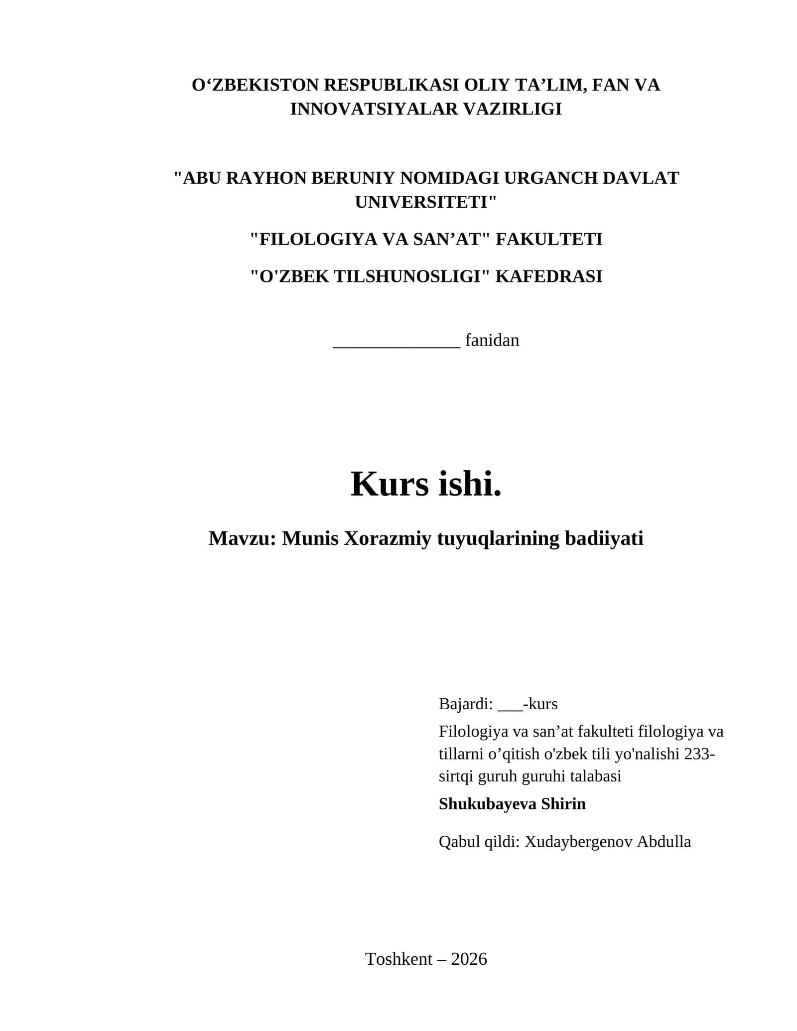 Munis Xorazmiy tuyuqlarining badiiyati