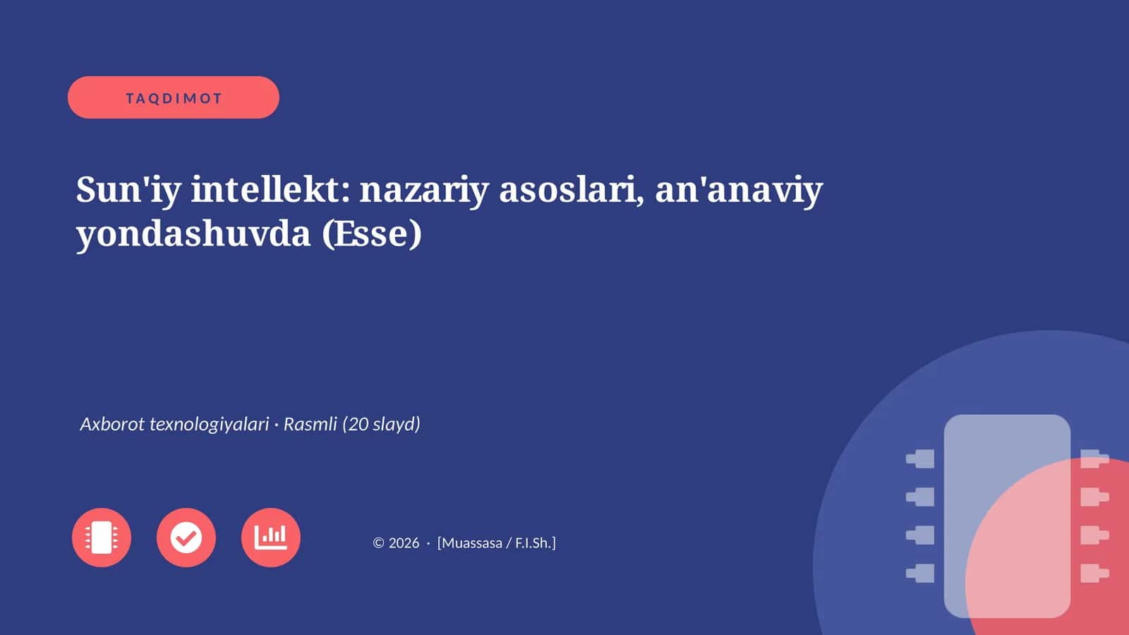 Sun'iy intellekt: nazariy asoslari, an'anaviy yondashuvda (Esse)