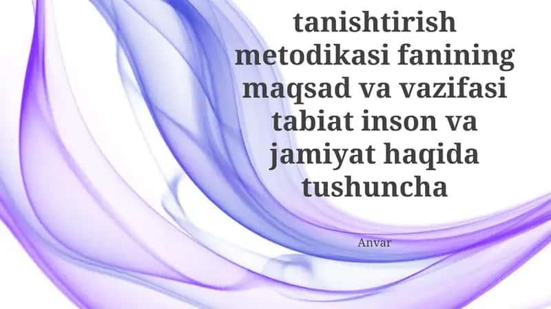 Maktabgacha ta'limda Tabiat bilan tanishtirish metodikasi