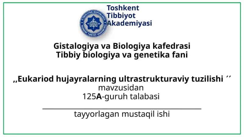 Eukariod hujayralar ultrastruktura gistalogiyasi