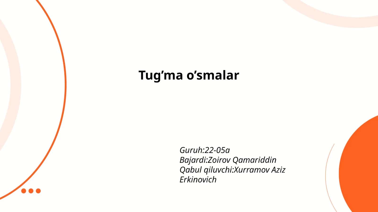 Tug’ma o’smalar