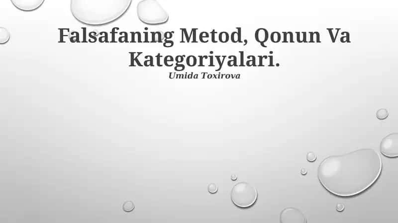 Falsafaning Metod, Qonun Va Kategoriyalari