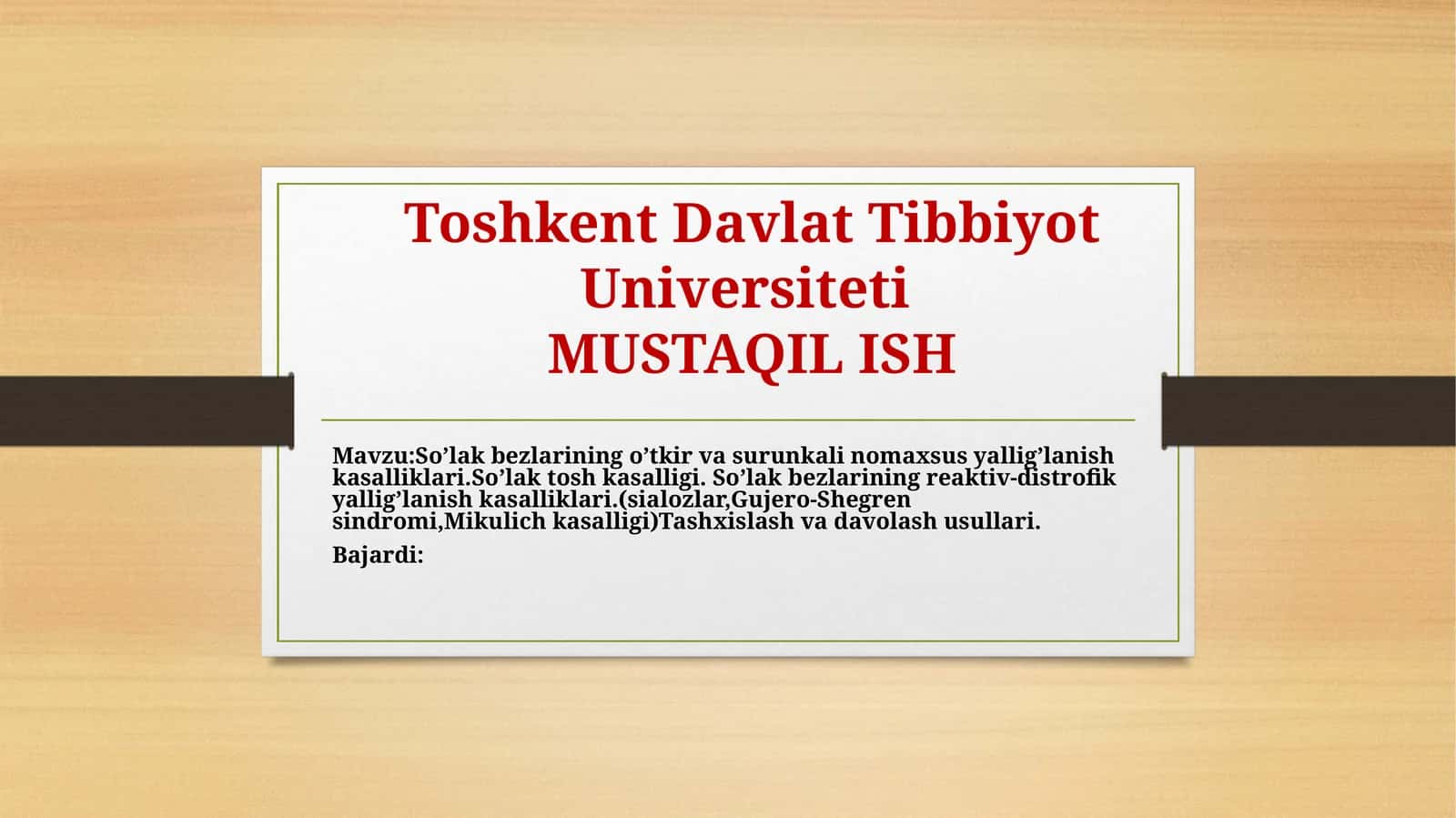 So’lak bezi kasalliklari tashxisi