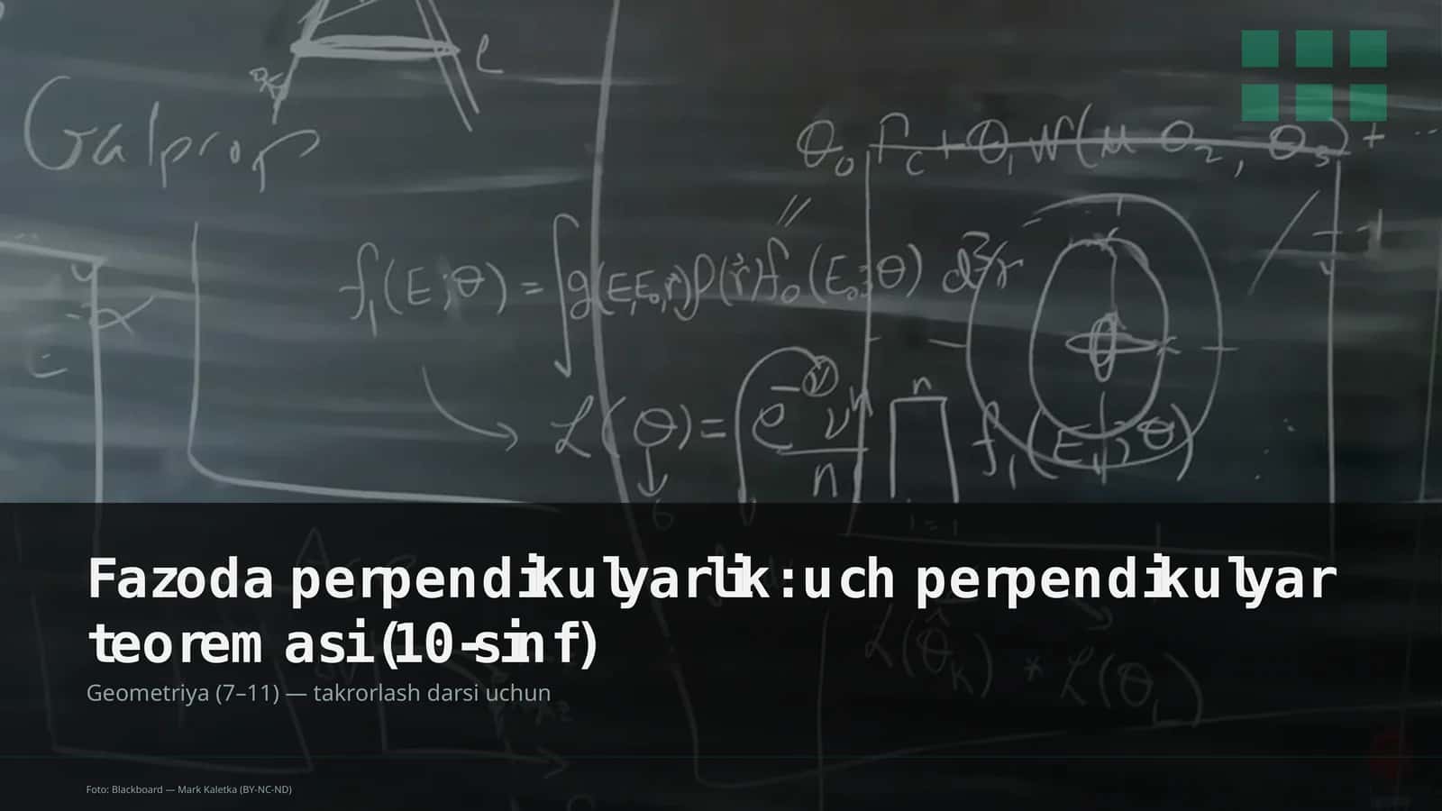 Fazoda perpendikulyarlik: uch perpendikulyar teoremasi (10-sinf)