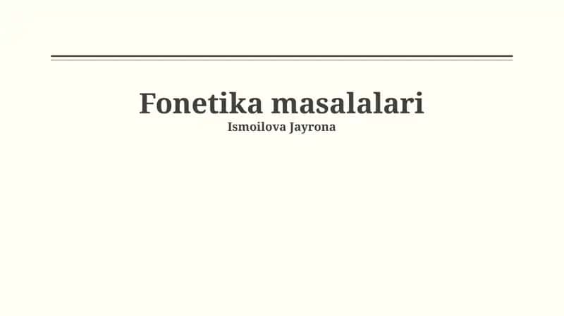 Fonetika masalalari