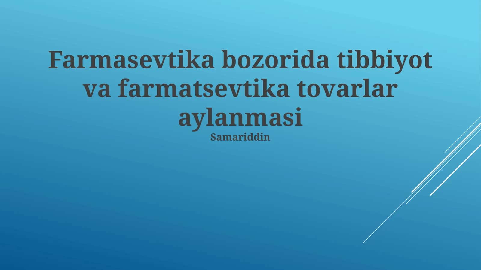 Farmasevtika bozorida tibbiyot va farmatsevtika tovarlar aylanmasi