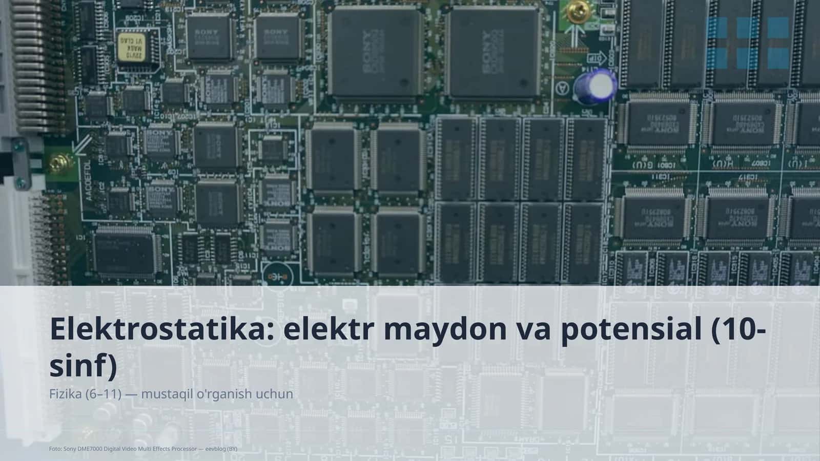 Elektrostatika: elektr maydon va potensial (10-sinf)